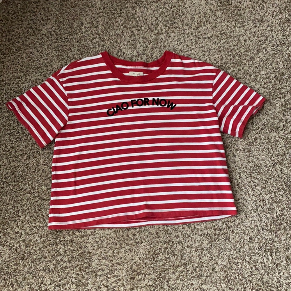 Madewell red striped crop top size large
